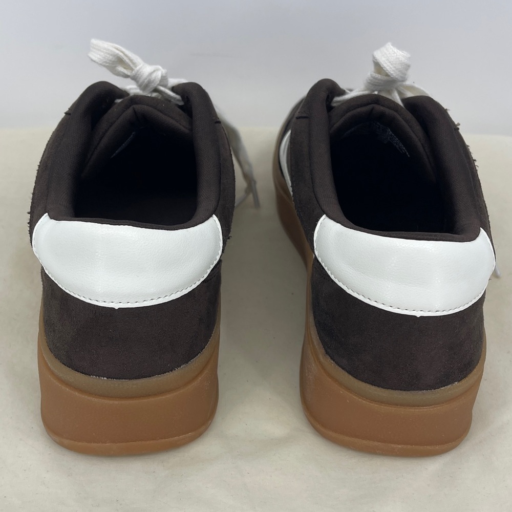 Women’s Casual Suede Lace-Up Sneakers in Black and White - Picture 5 of 6